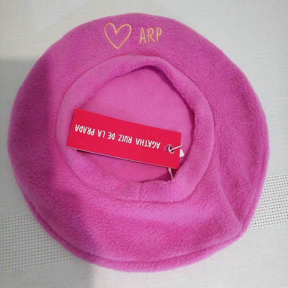 Agatha Ruiz De La Prada pink fleece baret hat nwt